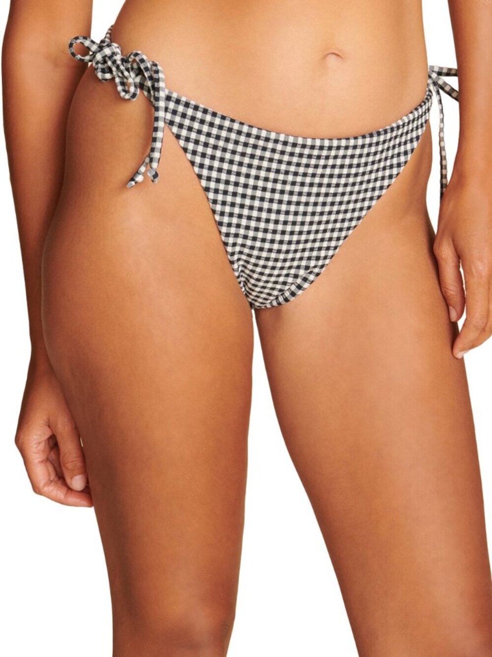Andie Swim Gingham The String Bikini Bottom Black White Plaid
